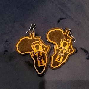 Handmade African wood print earrings